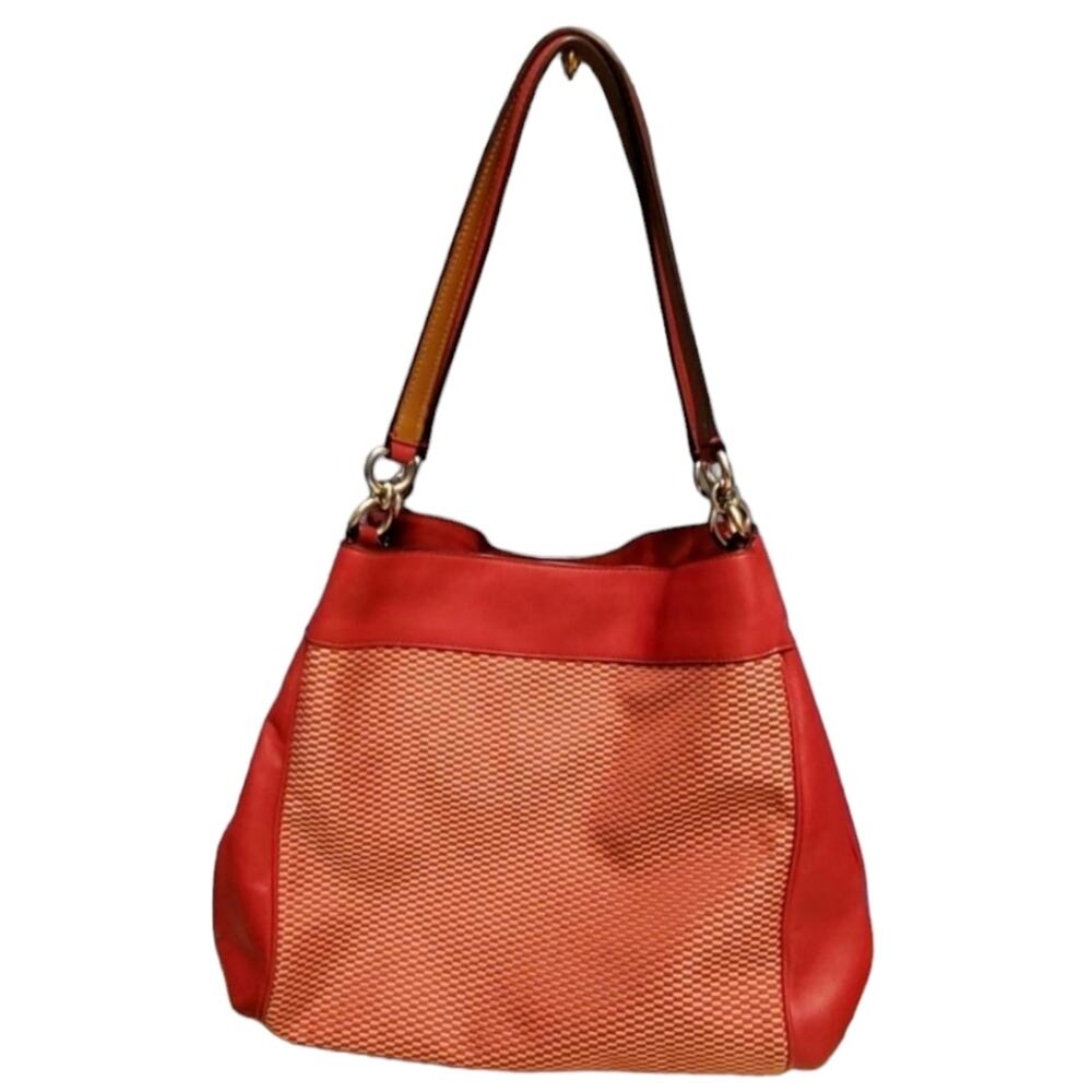 Coach F57540‎ Legacy Jacquard Lexy Shoulder Bag Milk Bright Pink - Picture 8 of 16